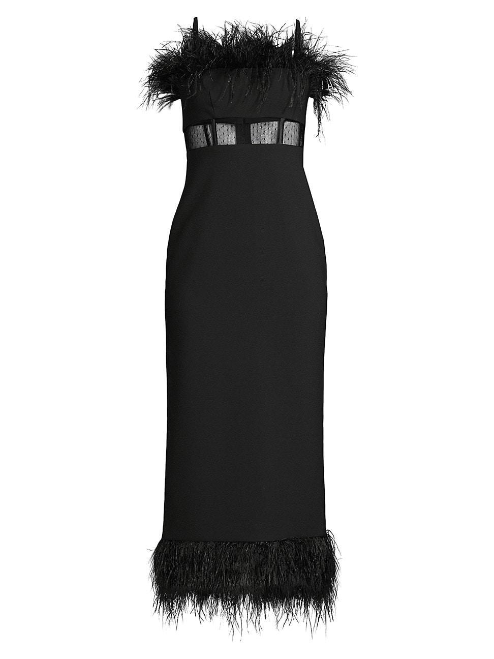 Womens Aubrey Feathered Midi-Dress Product Image