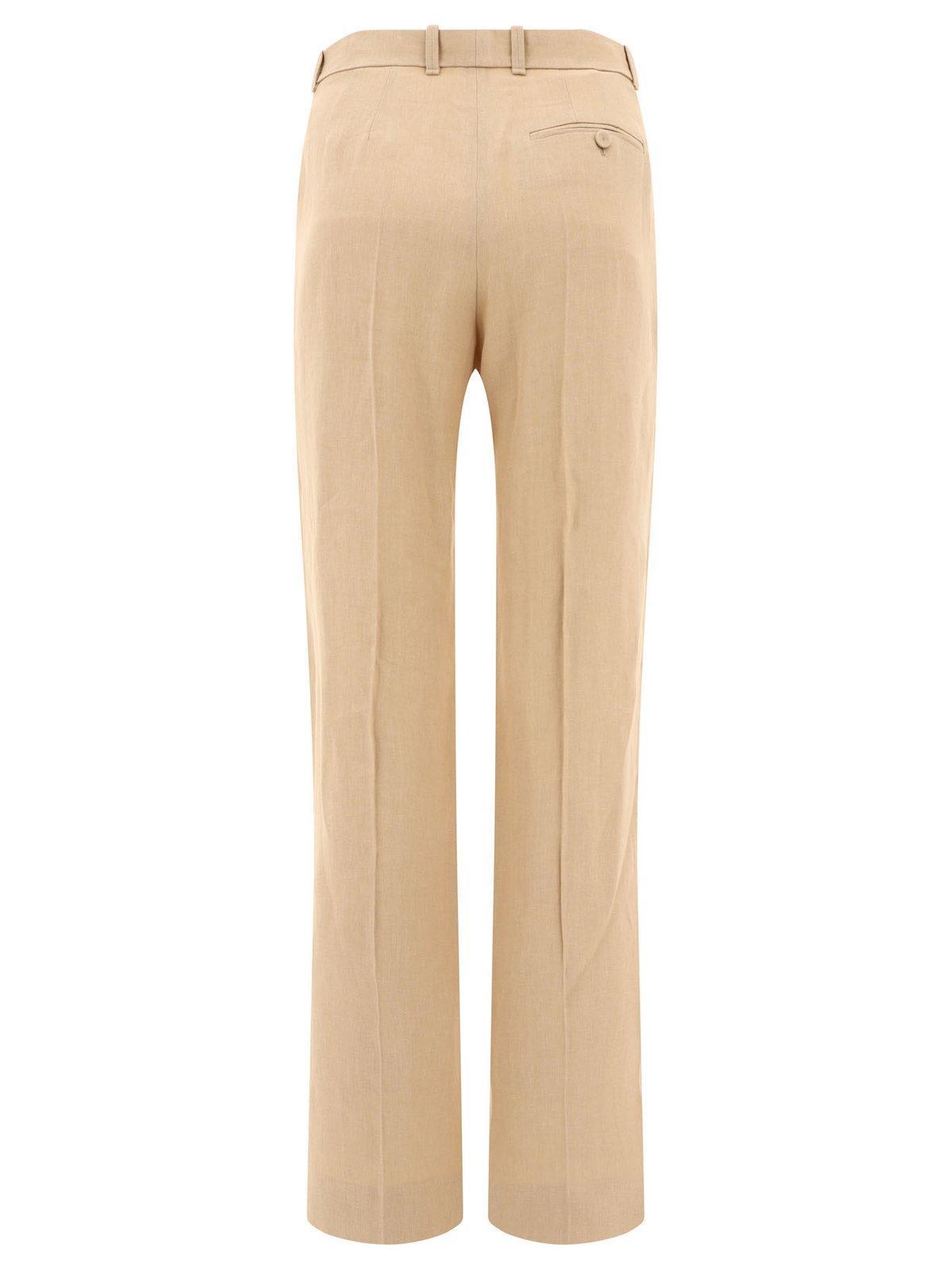 High-waist Tailored Trousers In Beige Product Image