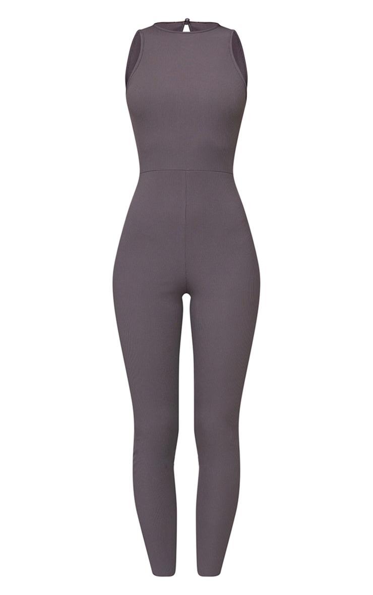 Charcoal Racer Rib Jumpsuit Product Image