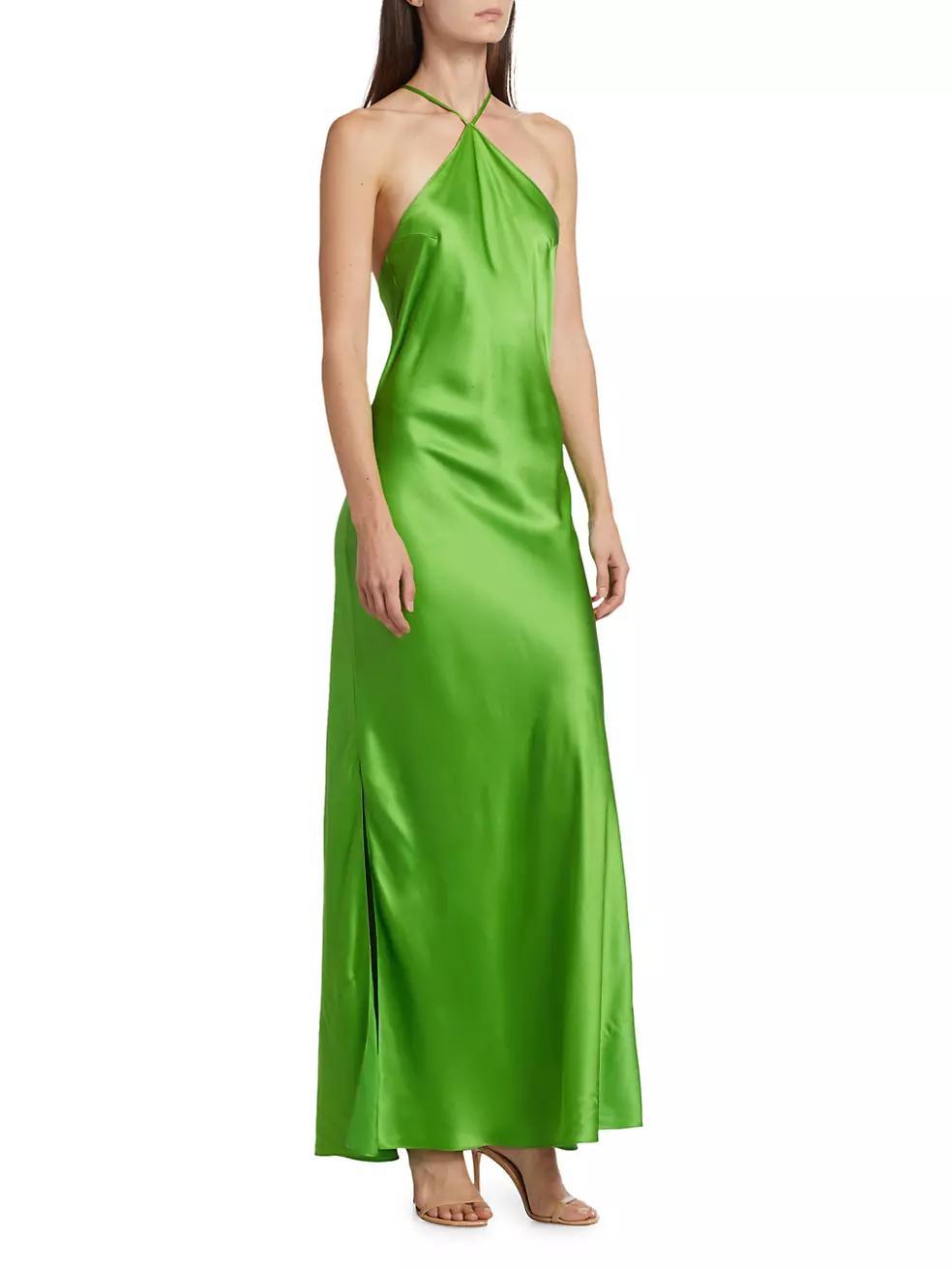 Satin Halter Maxi Dress Product Image