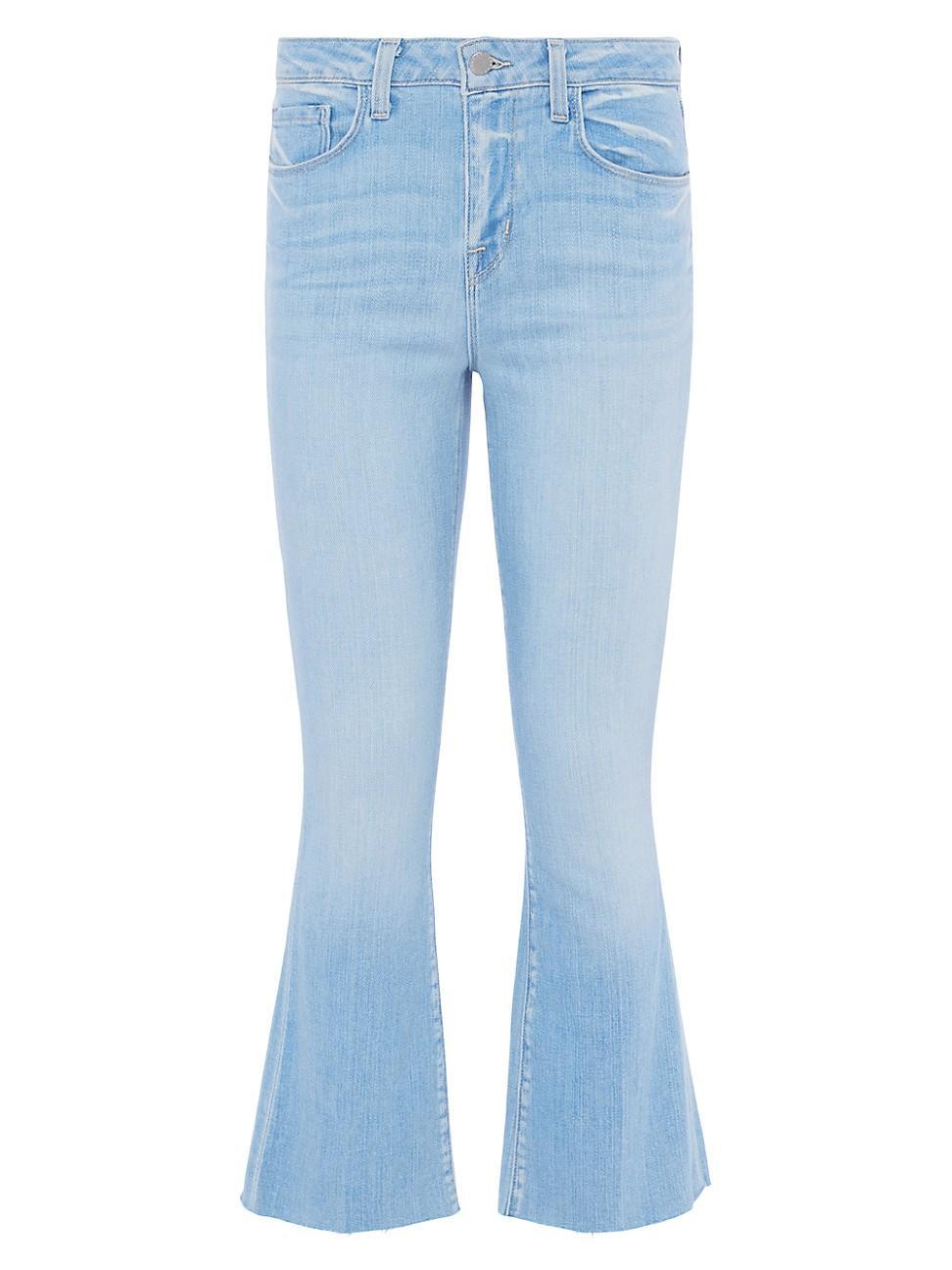 Kendra High-Rise Crop Flare Jeans with Raw Hem Product Image