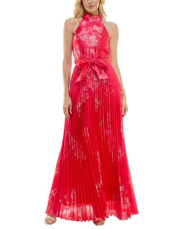 Taylor Womens Floral-Print Pleated Gown Product Image