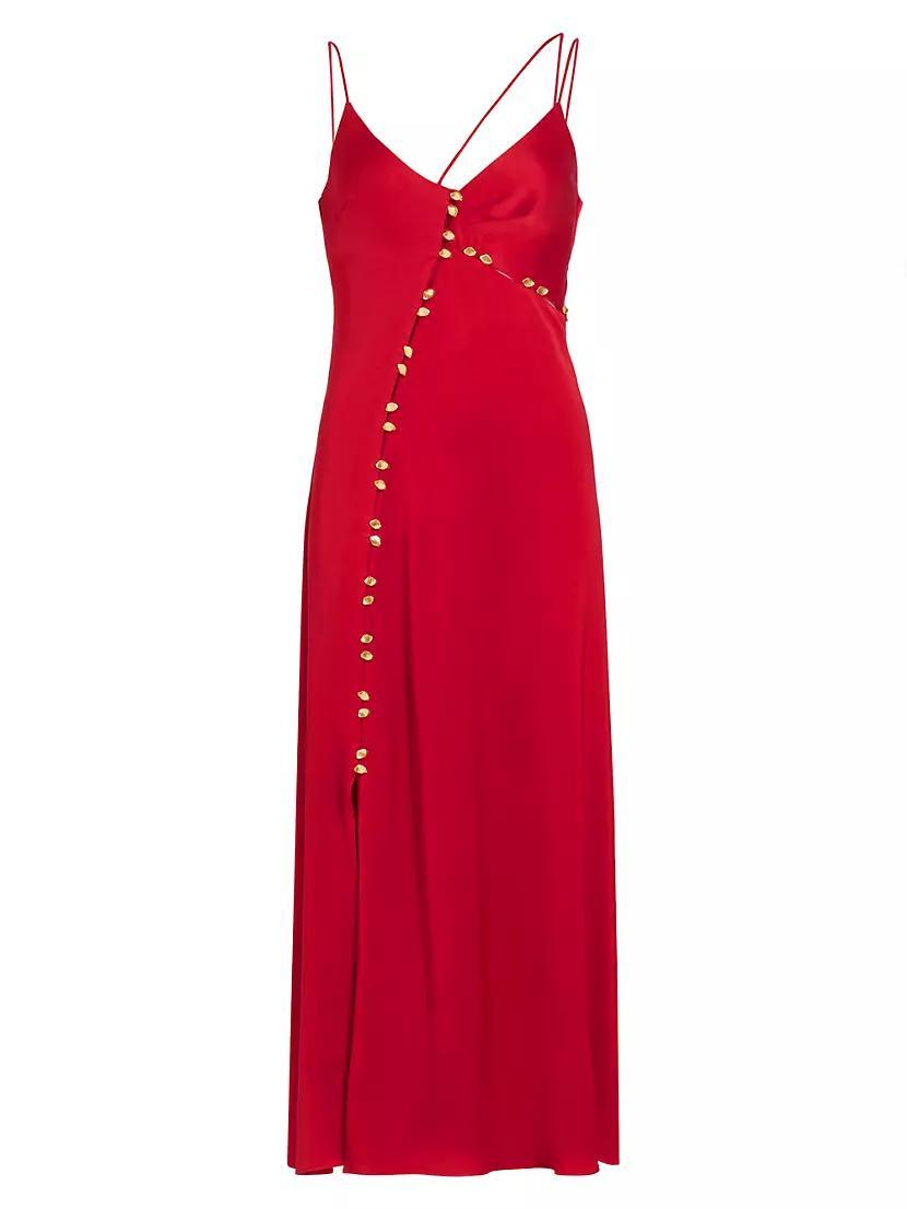 Abstraction Riddle Satin Asymmetric Maxi Dress Product Image