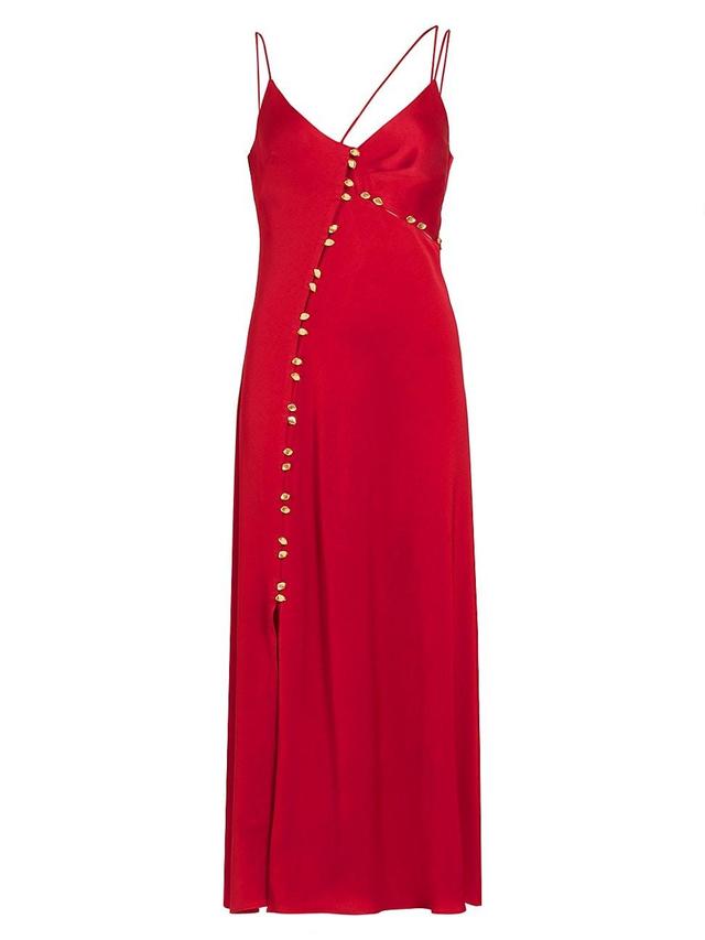 Womens Abstraction Riddle Satin Asymmetric Maxi Dress Product Image