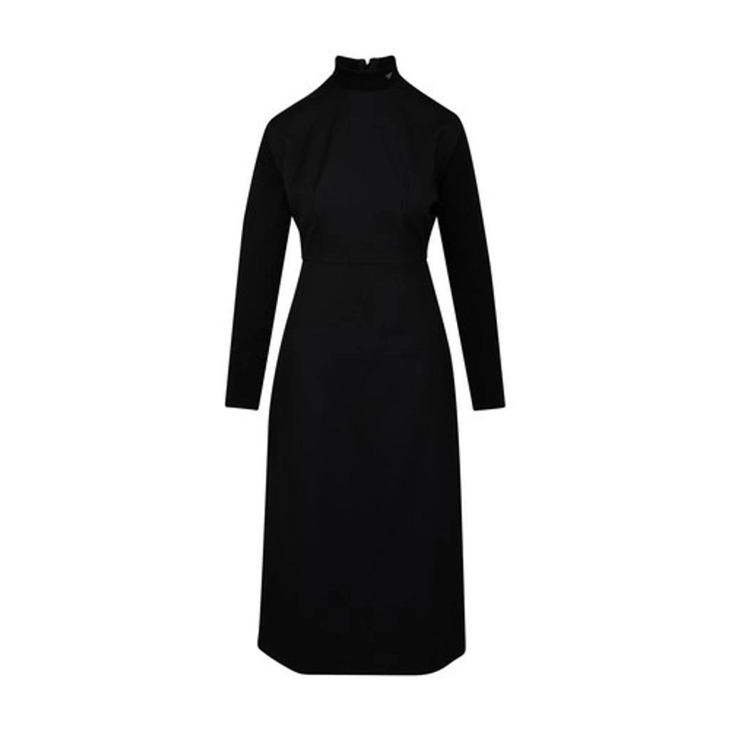 Lana Seta+lana Pettinata Dress In Nero Product Image