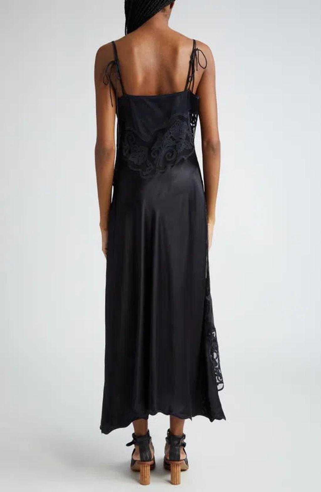 Lucienne Lace Silk Midi Dress In Black Product Image