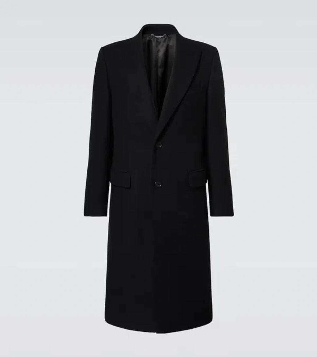 Double-breasted Wool-blend Coat In Grey Product Image