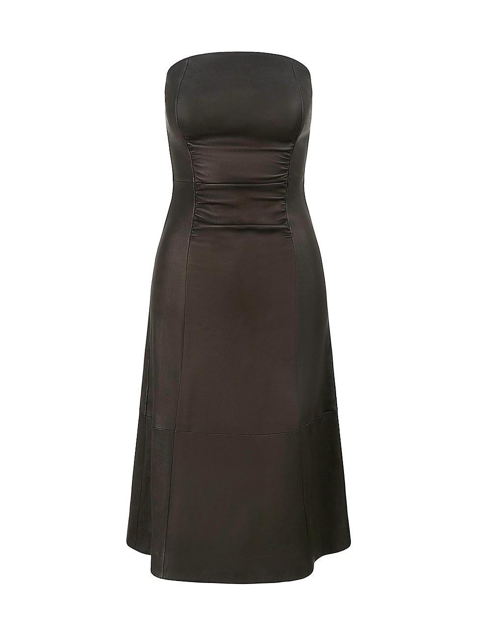 Womens Bowery Leather Strapless Midi-Dress Product Image