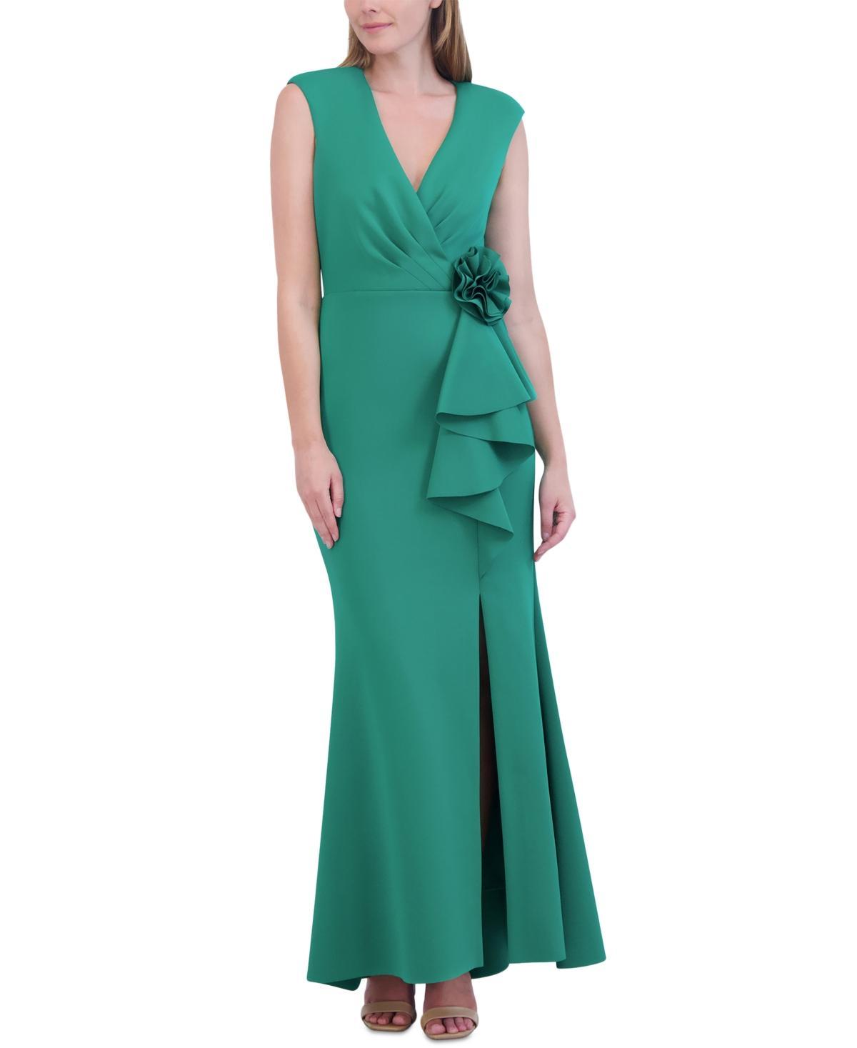 Jessica Howard Womens V-Neck Cascade Ruffle Gown Product Image