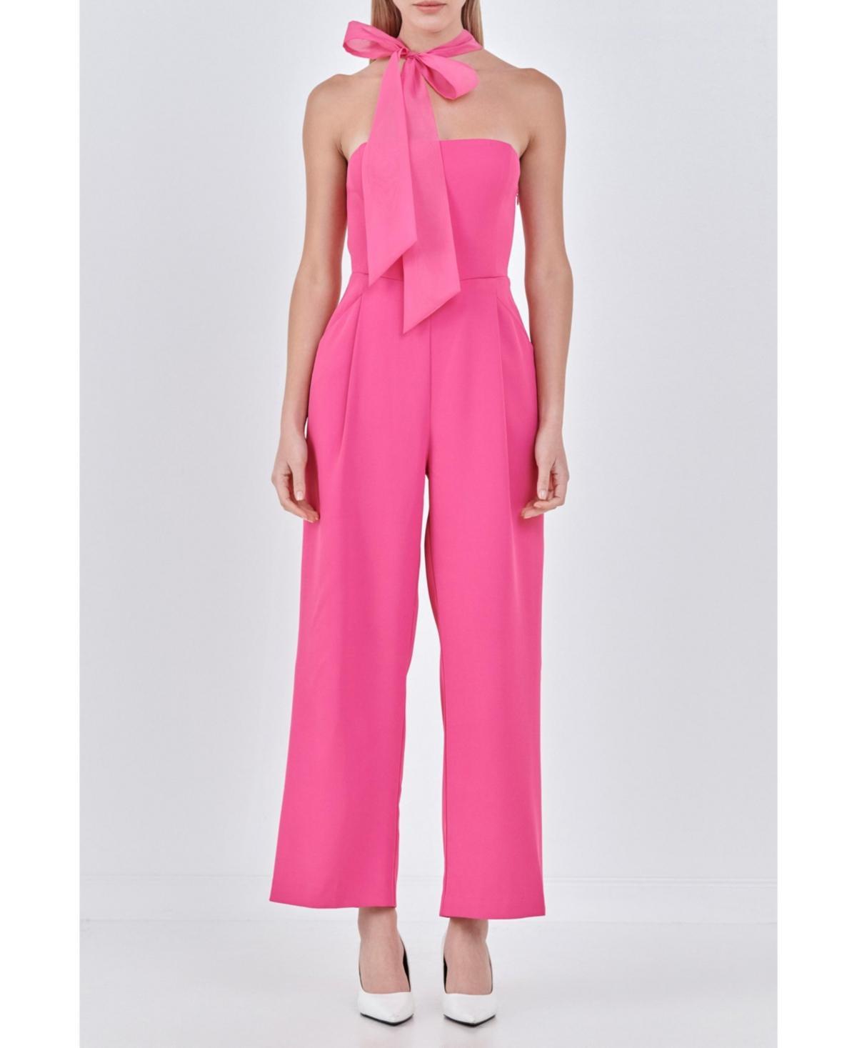 endless rose Womens Front Tie Strapless Jumpsuit Product Image