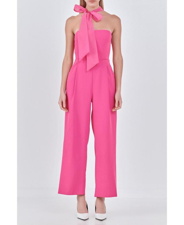 Womens Front Tie Strapless Jumpsuit Product Image