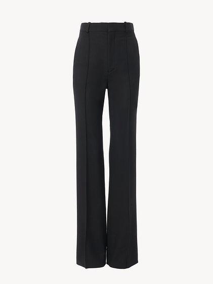 High-waisted pants in wool gabardine Product Image