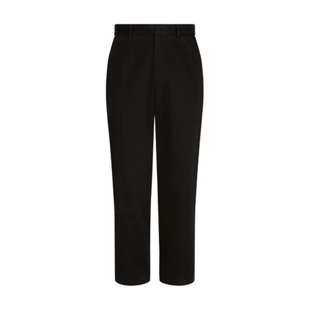 Stretch Drill Pants With Logo Label In Black Product Image