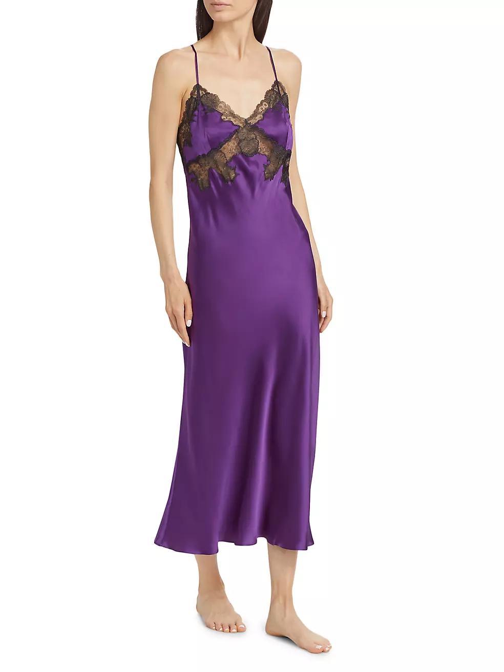 Lolita Silk Lace Midi Slip Dress Product Image