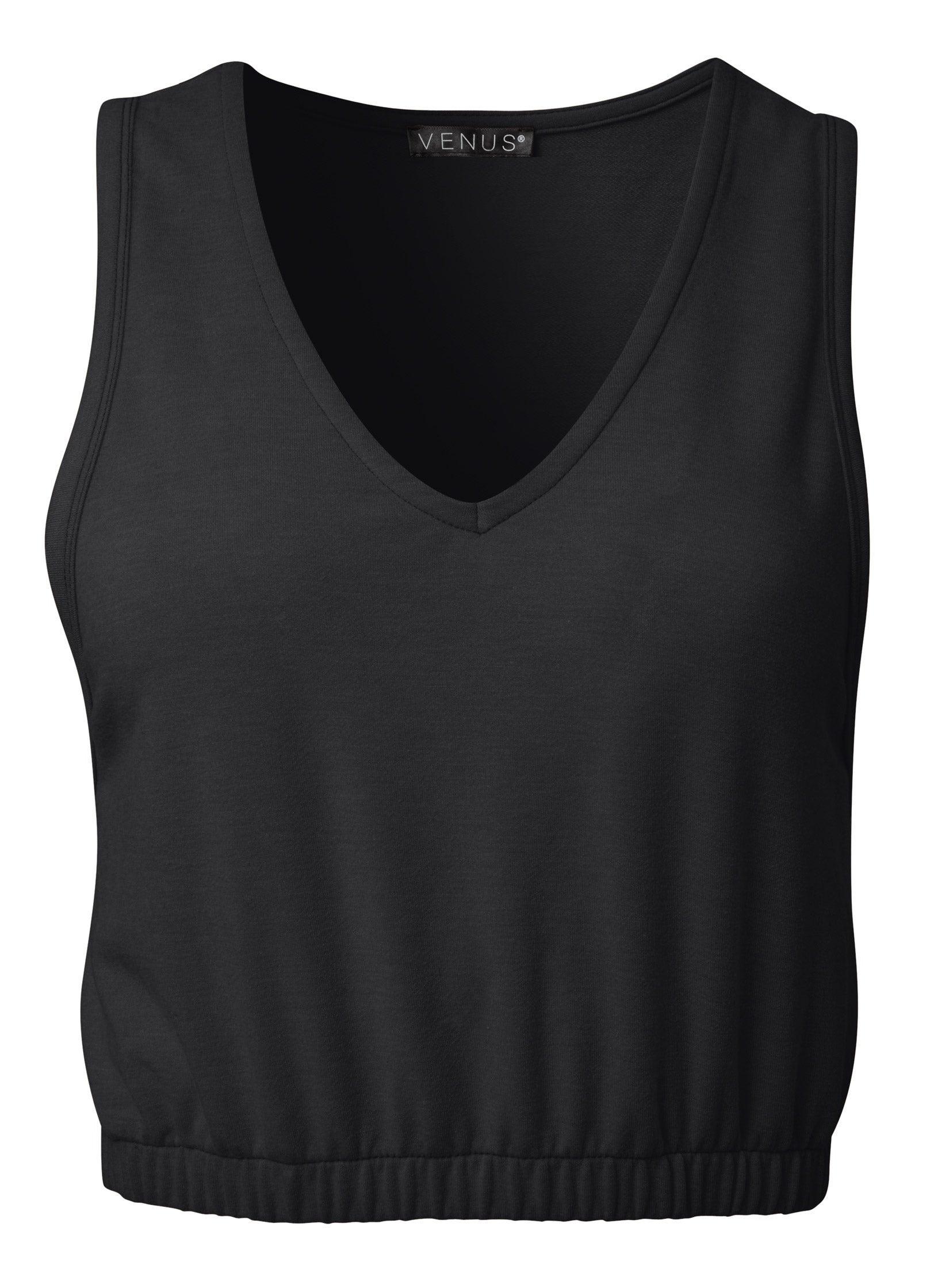 Comfort Kit V-Neck Crop Top - Black Product Image