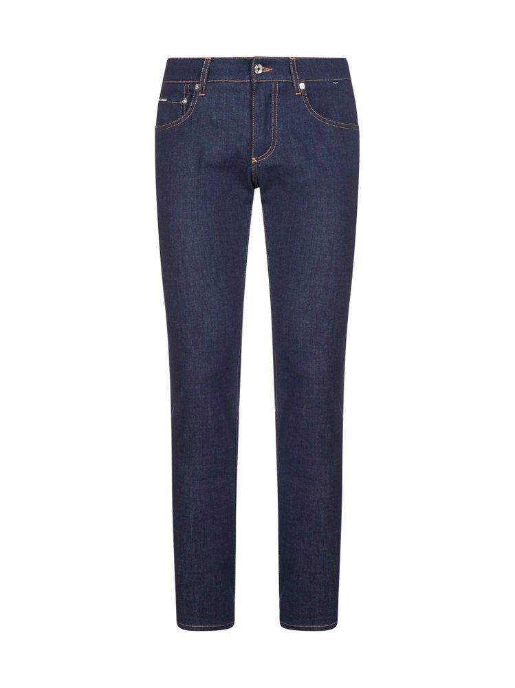 Five Pocket Straight Leg Jeans In Dark Wash Product Image