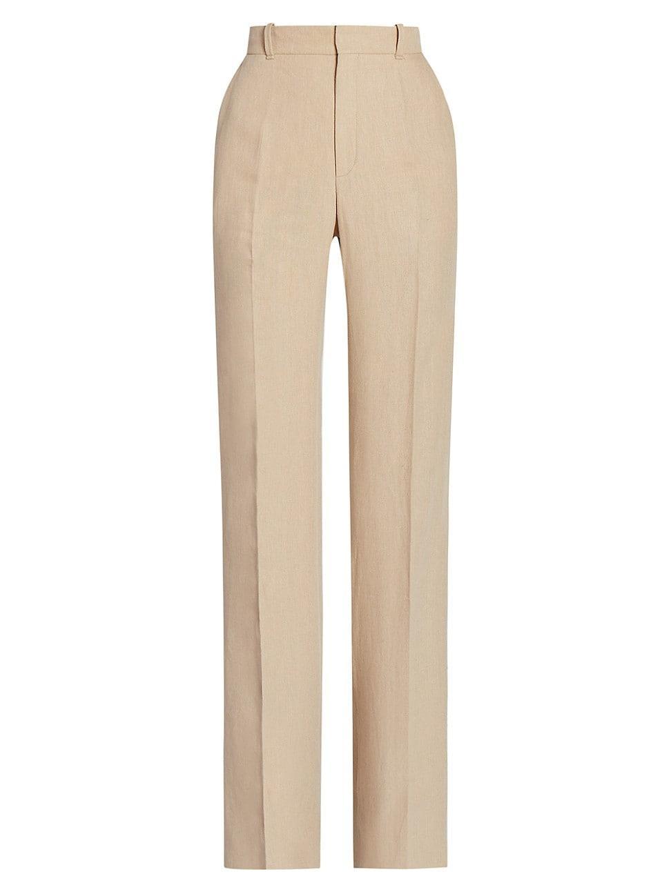 Womens Linen Wide-Leg Trousers Product Image