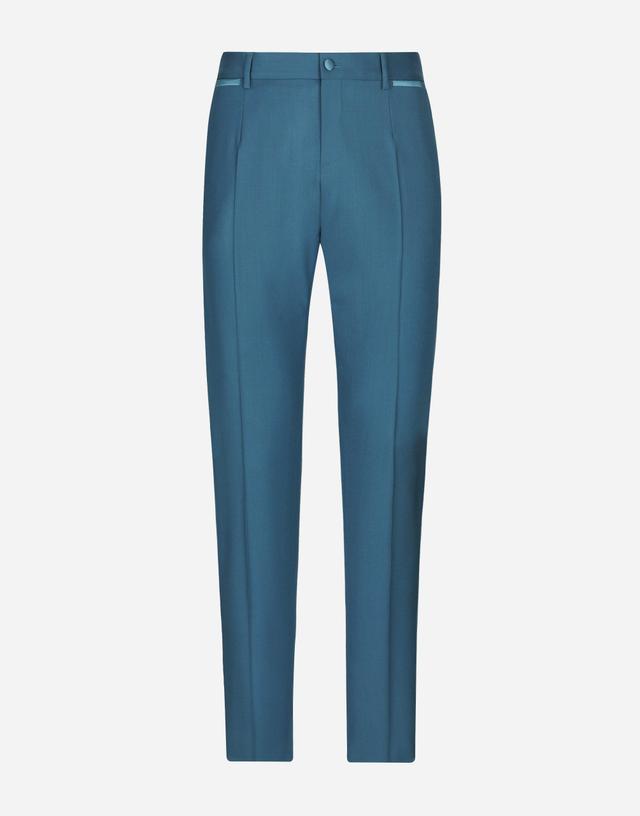 Stretch Wool Tuxedo Pants In Blue Product Image