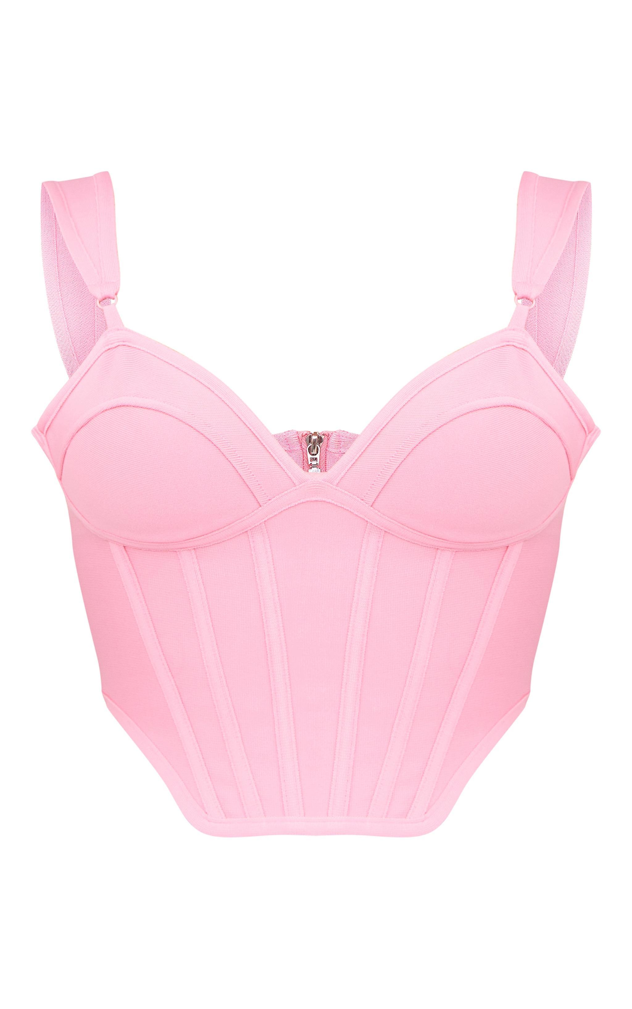 Bubblegum Pink Bandage Dip Hem Bust Cup Corset Product Image