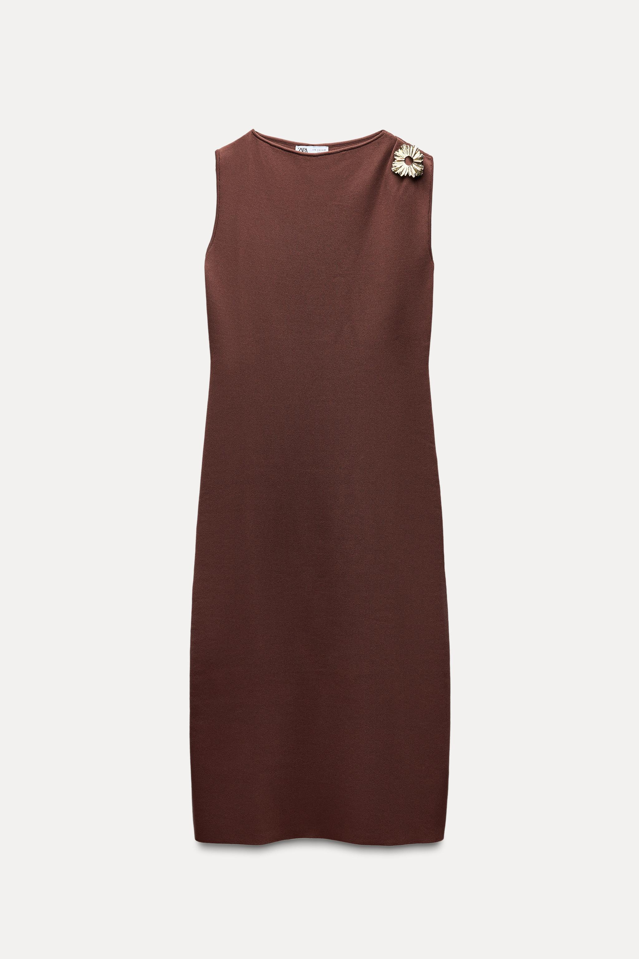 KNIT MIDI DRESS WITH GOLDEN APPLIQUÉ Product Image