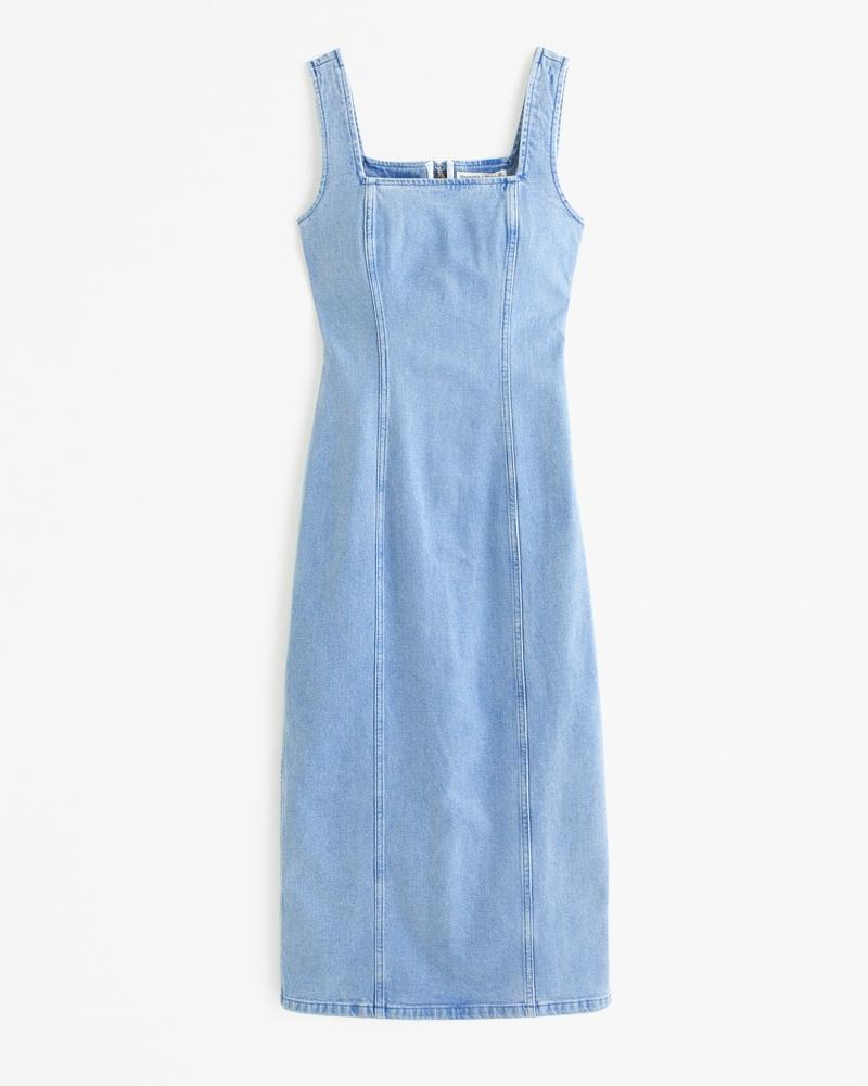 Denim Column Midi Dress Product Image