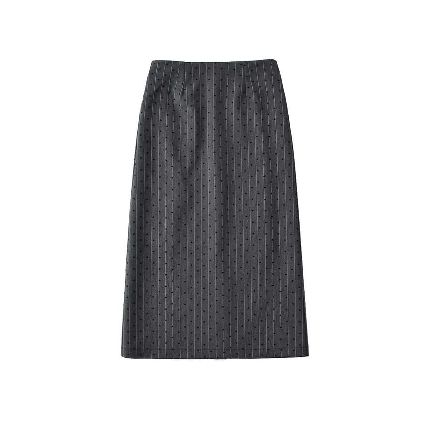 High Waist Dotted Midi A-Line Skirt Product Image