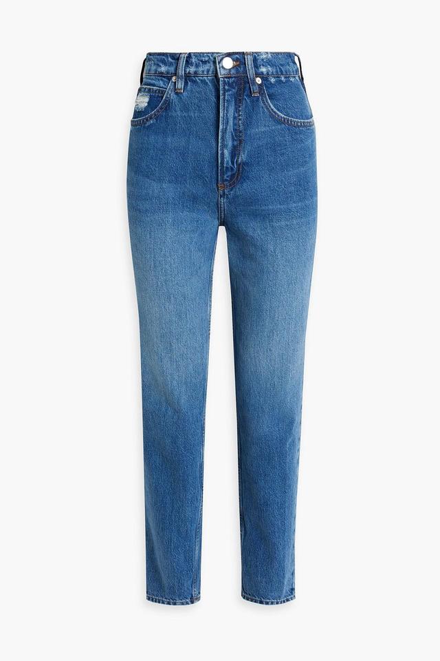 Cropped High-rise Tapered Jeans In Mid Denim Product Image