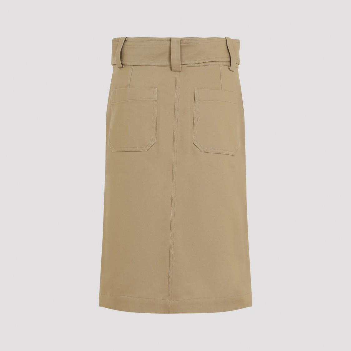 Cotton Midi Skirt In Khaki Product Image