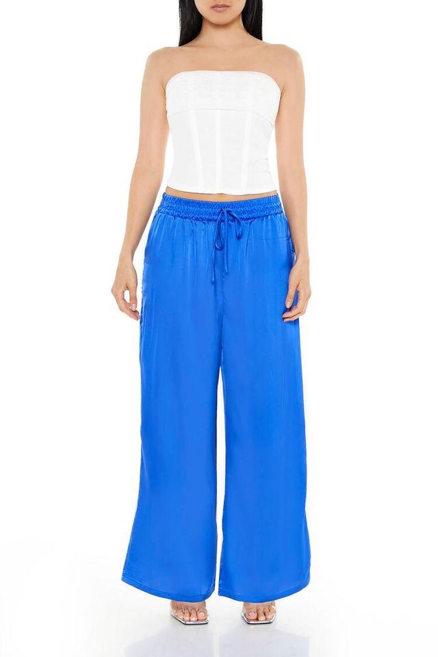 Satin Wide-Leg Drawstring Pants | Forever 21 Product Image