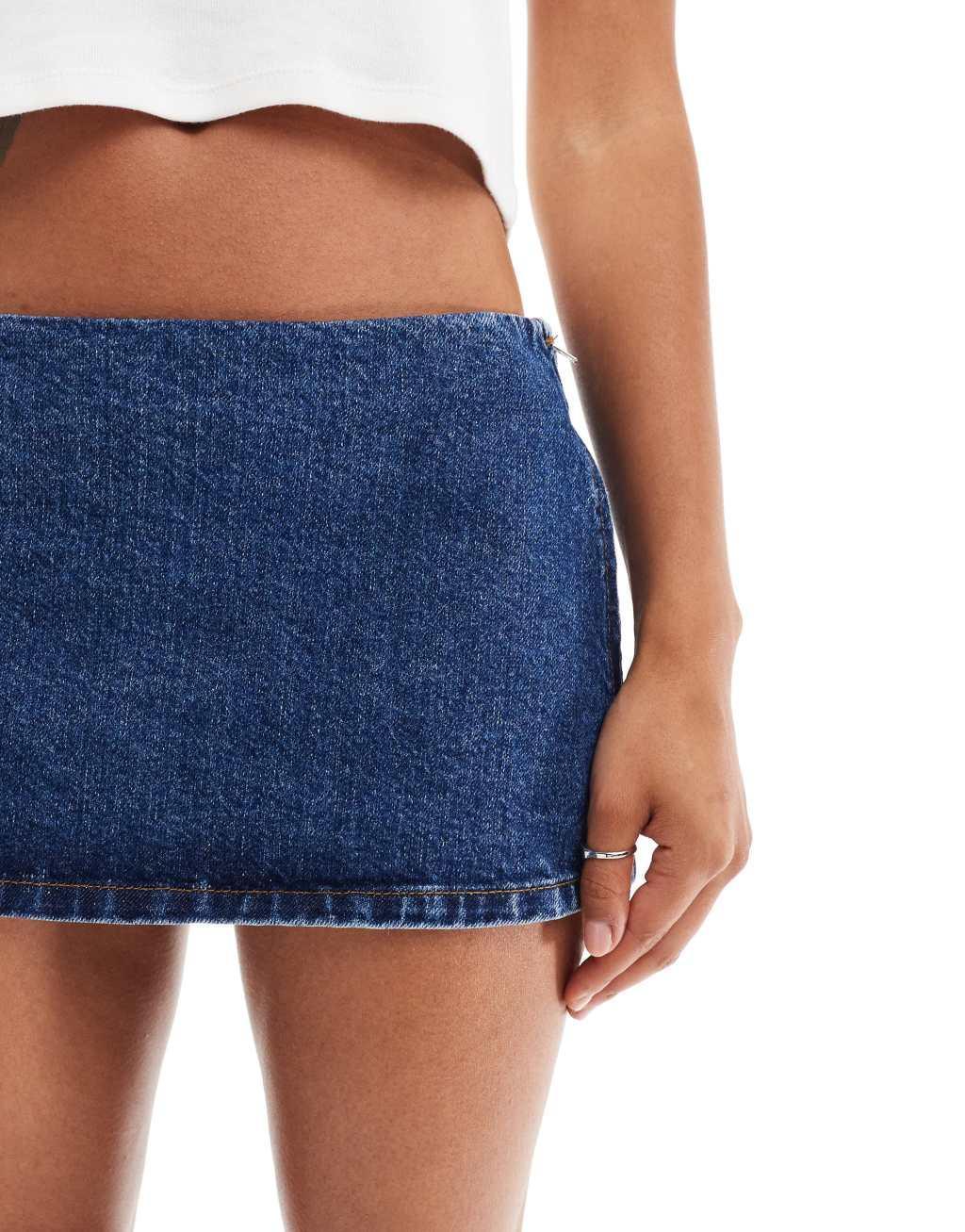 ASOS DESIGN denim clean micro skirt in indigo Product Image