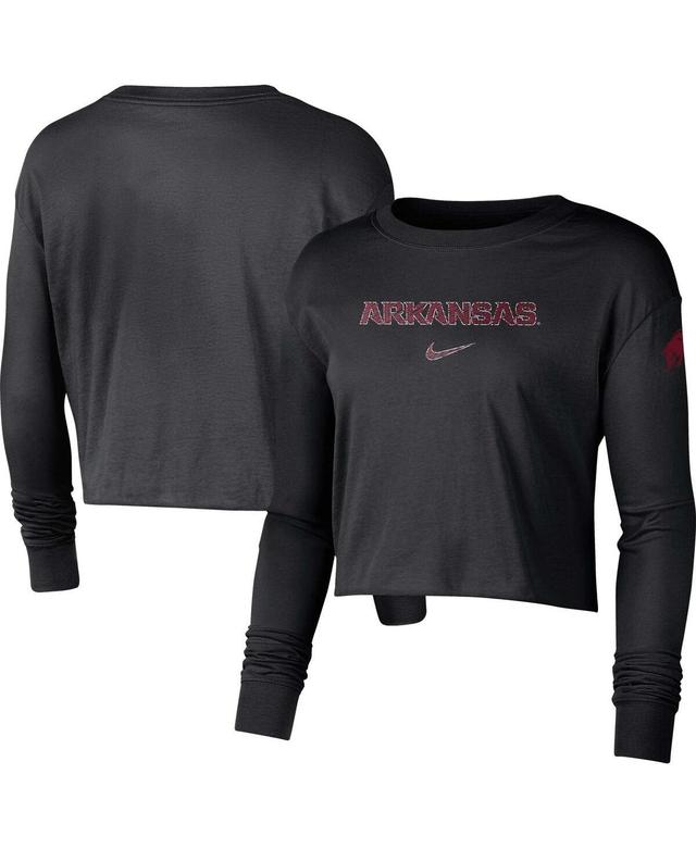 Womens Nike Arkansas Razorbacks 2-Hit Cropped Long Sleeve Logo T-Shirt Product Image