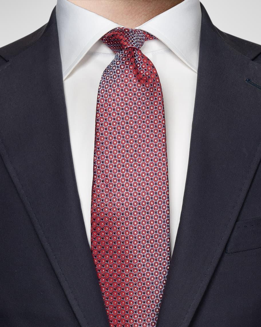 Mens Geometric Woven Silk Tie Product Image