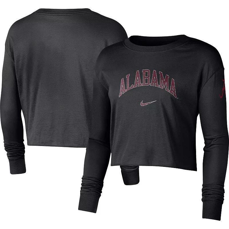 Womens Nike Alabama Crimson Tide 2-Hit Cropped Long Sleeve Logo T-Shirt Product Image