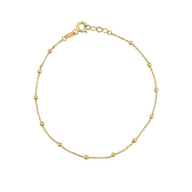 Taylor Grace 10k Gold Station Bead Chain Bracelet, Womens Product Image