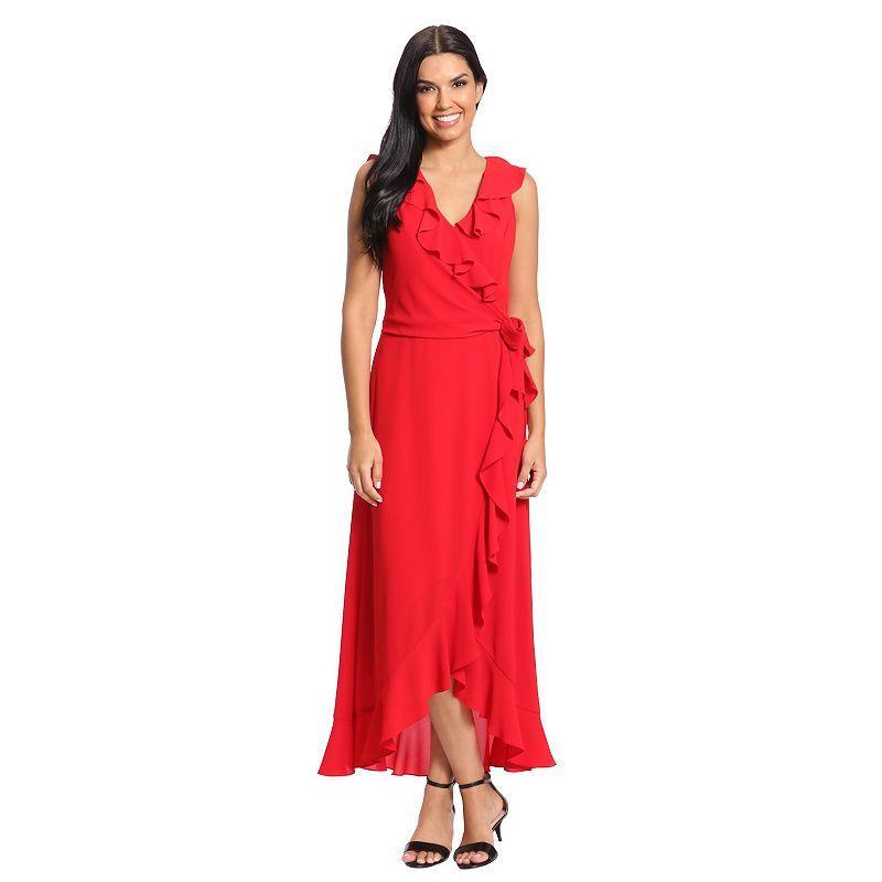 Womens London Times Ruffle Faux-Wrap Maxi Dress Product Image