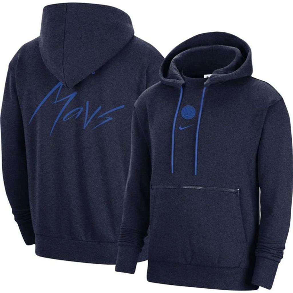 NIKE Men's  Heather Navy Dallas Mavericks Courtside Versus Flight Pullover Hoodie Product Image