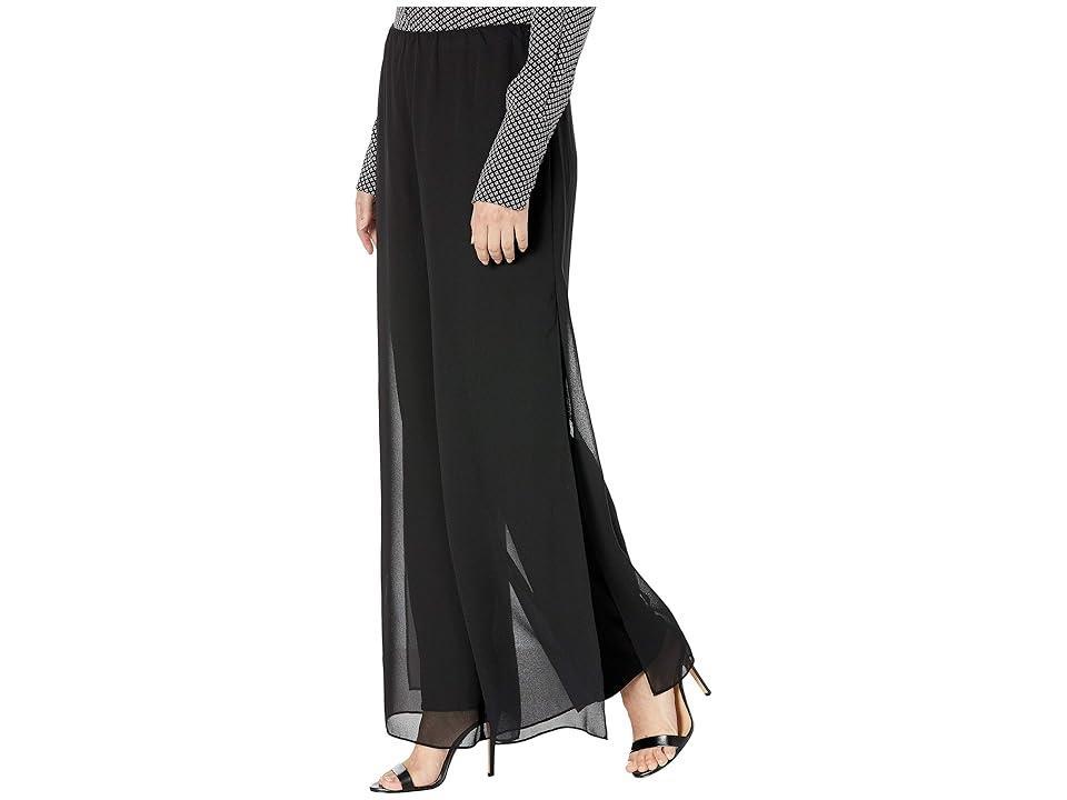 Alex Evenings Georgette Chiffon Wide Leg Mid Rise Flowy Pants Product Image