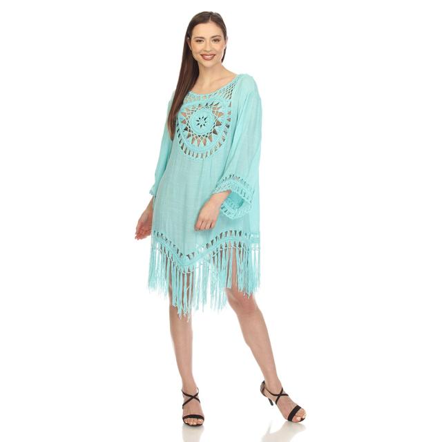 Crocheted Fringed Trim Dress Cover Up - Plus Product Image