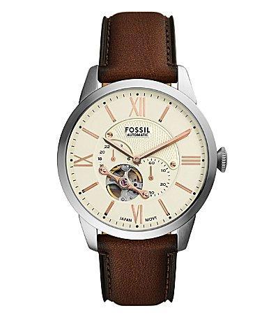 Fossil Mens Townsman Multifunction Brown Leather Strap Watch Product Image