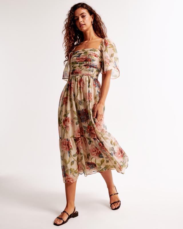 The A&F Emerson Angel Sleeve Midi Dress Product Image