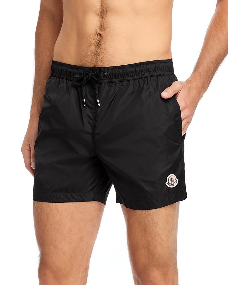 MONCLER Men's Swim Shorts With Stripe Detail In Black Product Image