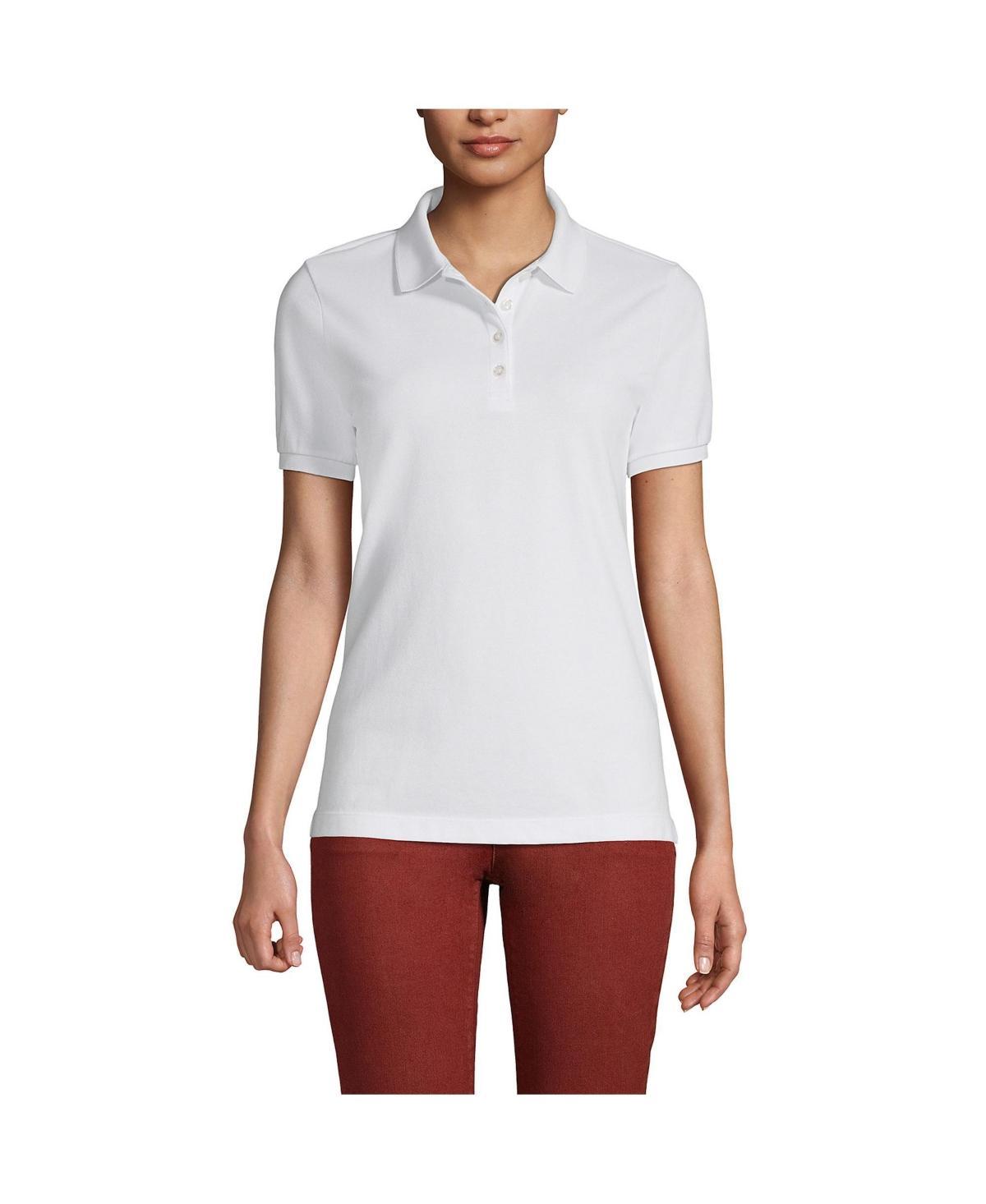 Lands End Womens Banded Short Sleeve Fem Fit Mesh Polo Product Image