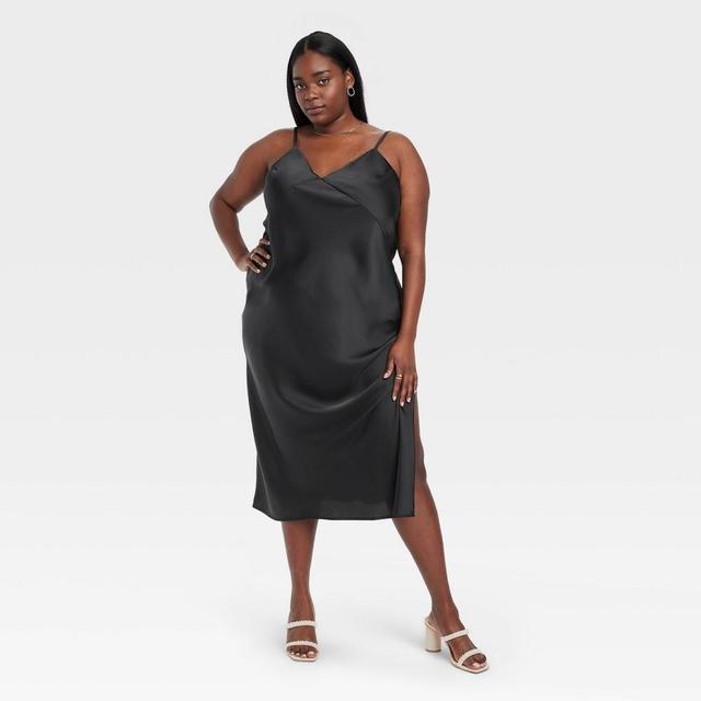 Womens Maxi Slip Dress - A New Day Black XXL Product Image