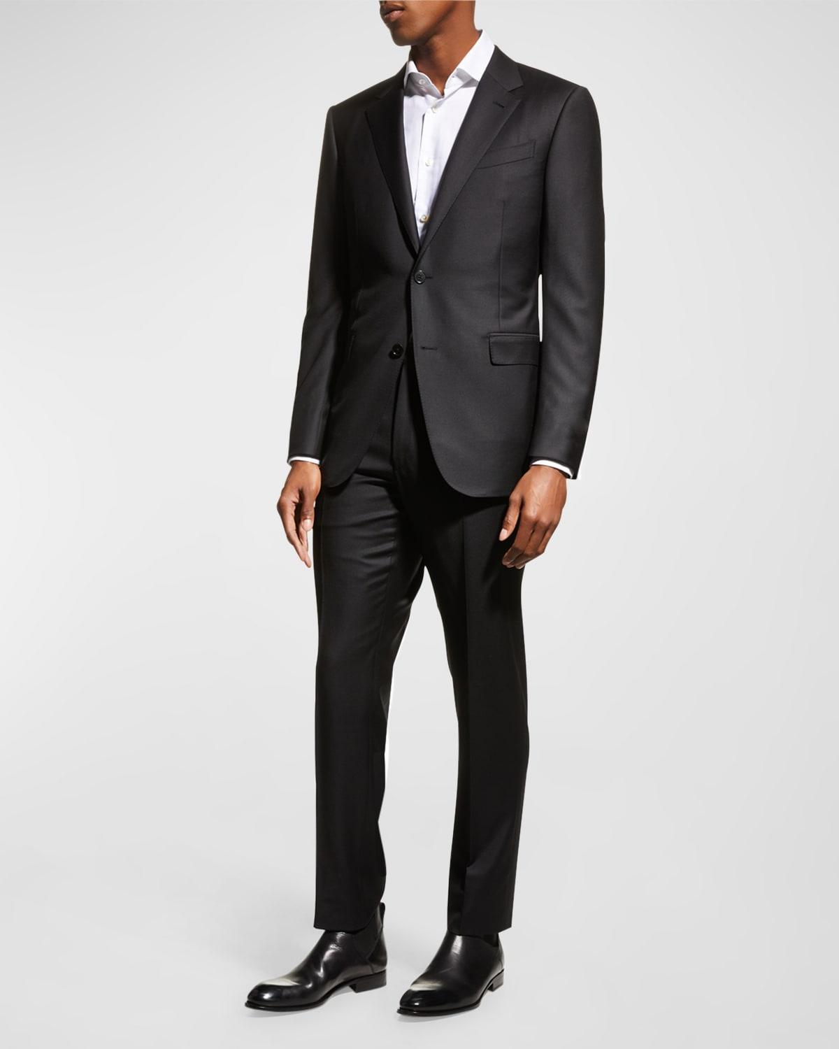 ZEGNA Trofeo Solid Black Wool Suit Product Image