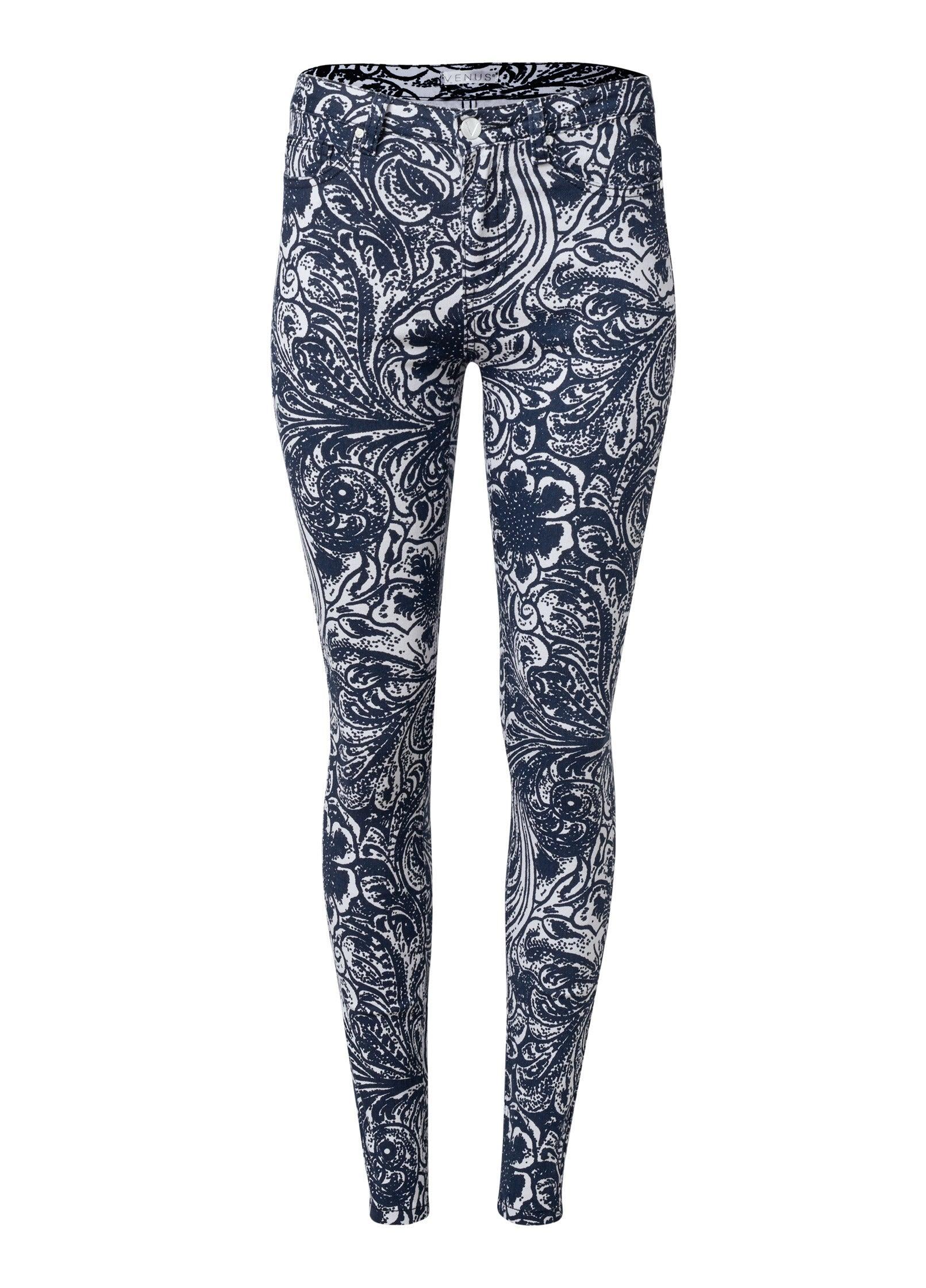 Paisley Print Skinny Jeans - Blue Multi Product Image