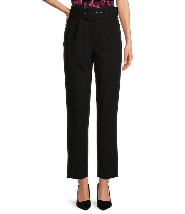 Calvin Klein Belted Scuba Crepe Slim Ankle Length Pants Product Image