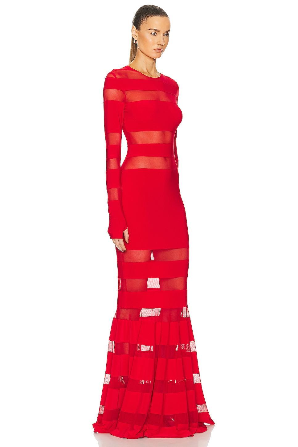 Norma Kamali Spliced Dress Fishtail Gown in Red Product Image