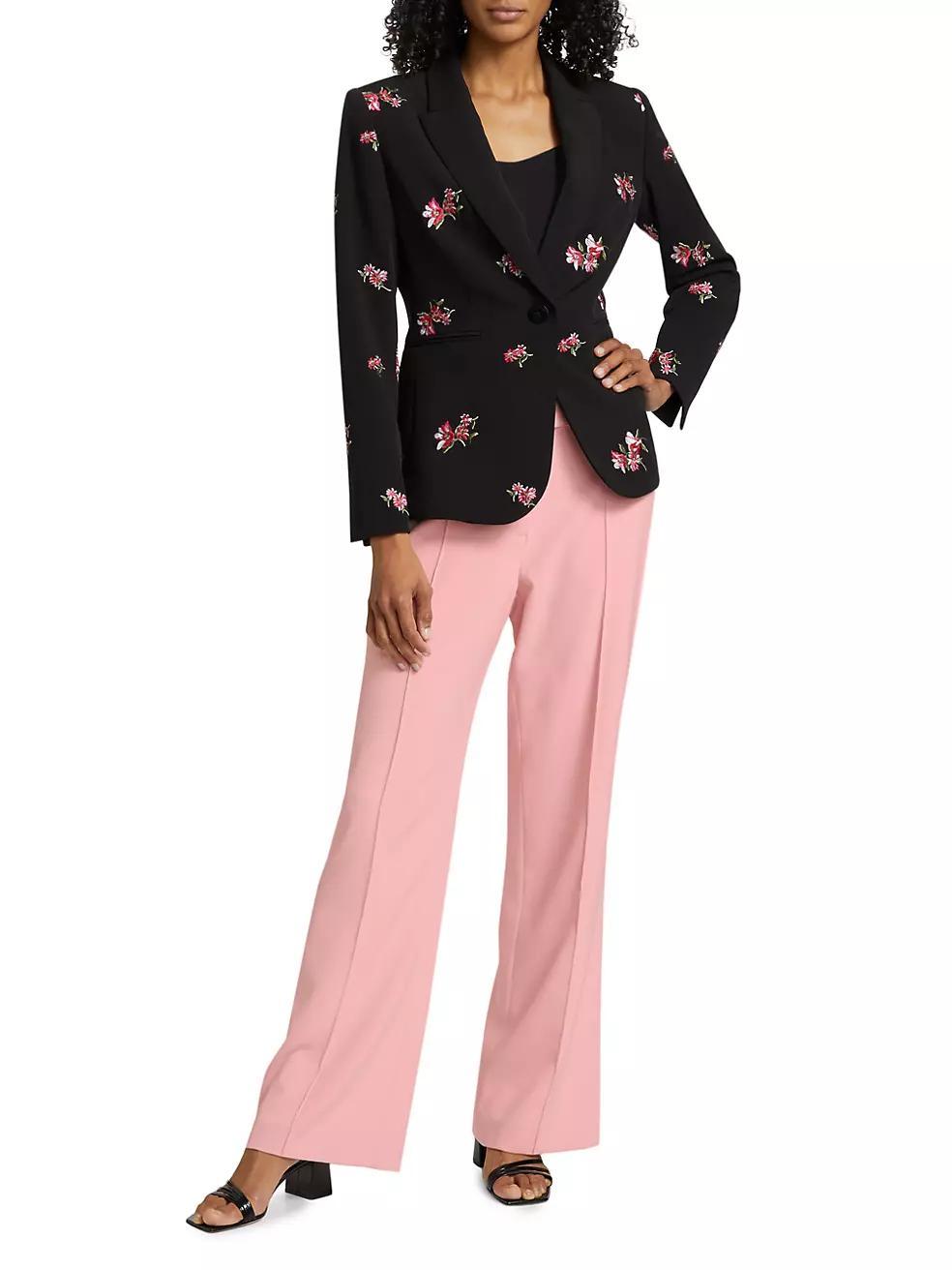 The Emerson Floral-Embroidered One-Button Blazer Product Image