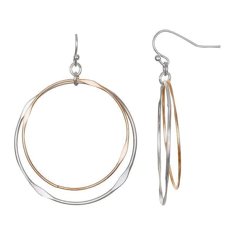 LC Lauren Conrad Two Tone Hoop Nickel Free Drop Earrings, Womens, Multicolor Product Image