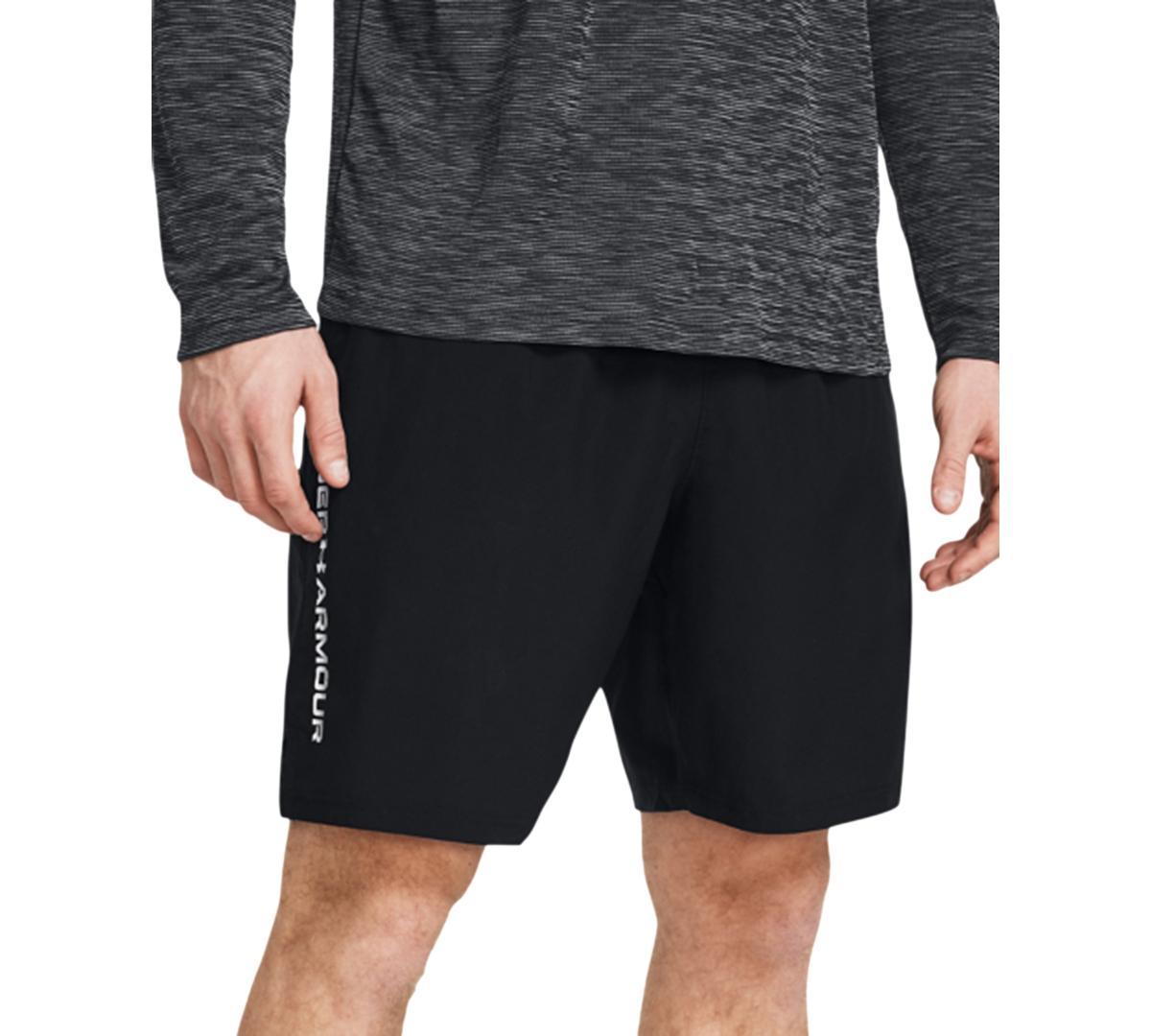 Under Armour Mens Moisture-Wicking Logo-Print 8-1/4 Tech Shorts - Black Product Image